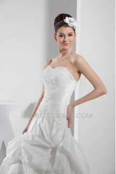 Sweetheart A-Line Lace Taffeta Sleeveless Best Wedding Dresses 2030469