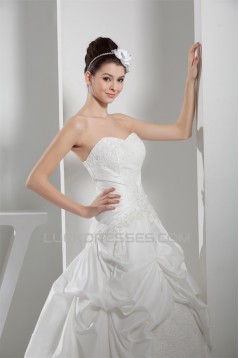 Sweetheart A-Line Lace Taffeta Sleeveless Best Wedding Dresses 2030469