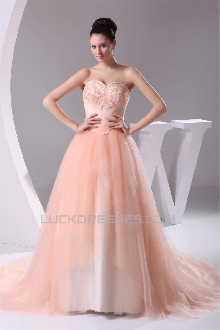 Sweetheart A-Line Satin Fine Netting Sleeveless New Arrival Wedding Dresses 2030470