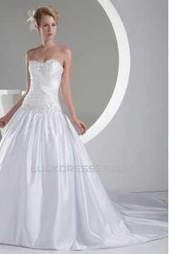 Sweetheart A-Line Sleeveless Satin New Arrival Wedding Dresses 2030472