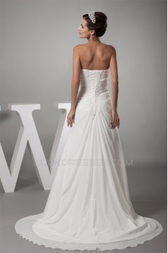 Sweetheart Chiffon Silk like Satin A-Line Best Wedding Dresses 2030476