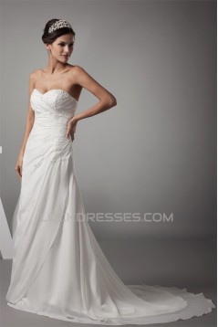 Sweetheart Chiffon Silk like Satin A-Line Best Wedding Dresses 2030476