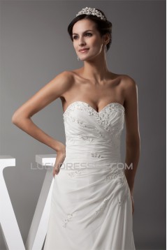 Sweetheart Chiffon Silk like Satin A-Line Best Wedding Dresses 2030476