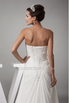 Sweetheart Chiffon Silk like Satin A-Line Best Wedding Dresses 2030476