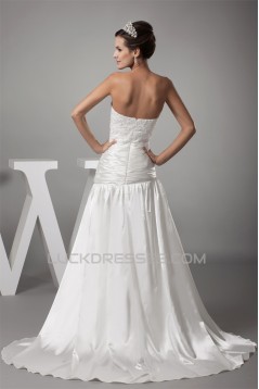 Sweetheart Chiffon Silk like Satin A-Line Best Wedding Dresses 2030477