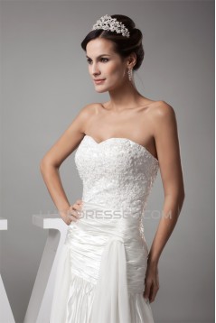 Sweetheart Chiffon Silk like Satin A-Line Best Wedding Dresses 2030477