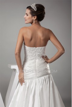 Sweetheart Chiffon Silk like Satin A-Line Best Wedding Dresses 2030477