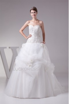 Sweetheart Princess Satin Fine Netting Lace Sleeveless New Arrival Wedding Dresses 2030482