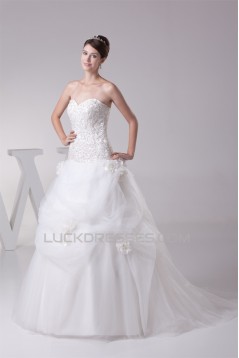 Sweetheart Princess Satin Fine Netting Lace Sleeveless New Arrival Wedding Dresses 2030482