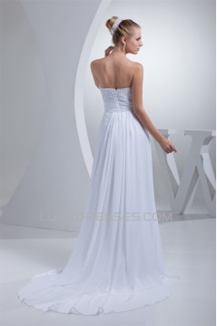 Sweetheart Sleeveless Chiffon Silk like Satin Sweet Lace Wedding Dresses 2030488