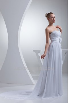 Sweetheart Sleeveless Chiffon Silk like Satin Sweet Lace Wedding Dresses 2030488