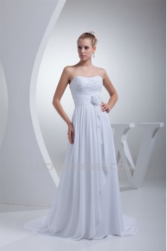 Sweetheart Sleeveless Chiffon Silk like Satin Sweet Lace Wedding Dresses 2030488