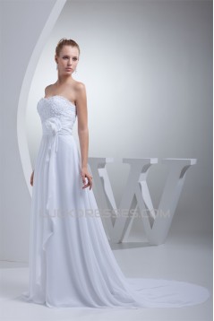 Sweetheart Sleeveless Chiffon Silk like Satin Sweet Lace Wedding Dresses 2030488