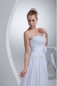 Sweetheart Sleeveless Chiffon Silk like Satin Sweet Lace Wedding Dresses 2030488