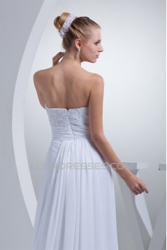 Sweetheart Sleeveless Chiffon Silk like Satin Sweet Lace Wedding Dresses 2030488