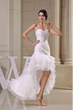Sweetheart Sleeveless Taffeta Pleated Organza Little White Dresses 2030492