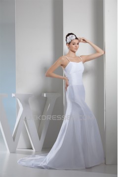 Taffeta Mermaid/Trumpet Sleeveless Spaghetti Straps Sweet Wedding Dresses 2030495