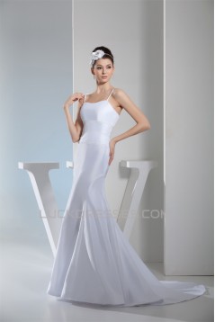 Taffeta Mermaid/Trumpet Sleeveless Spaghetti Straps Sweet Wedding Dresses 2030495