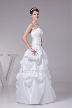 Ball Gown Taffeta Sleeveless Sweetheart Beaded Wedding Dresses 2030498