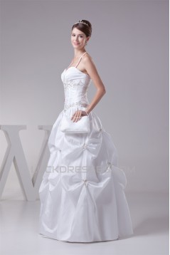 Ball Gown Taffeta Sleeveless Sweetheart Beaded Wedding Dresses 2030498