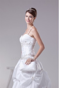 Ball Gown Taffeta Sleeveless Sweetheart Beaded Wedding Dresses 2030498