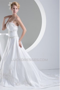 Taffeta Spaghetti Straps A-Line Sleeveless New Arrival Wedding Dresses 2030499