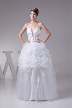 Ball Gown Taffeta Tulle Lace Fine Netting Sleeveless Princess Wedding Dresses 2030501