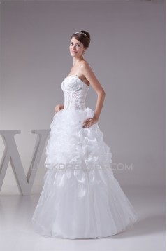 Ball Gown Taffeta Tulle Lace Fine Netting Sleeveless Princess Wedding Dresses 2030501