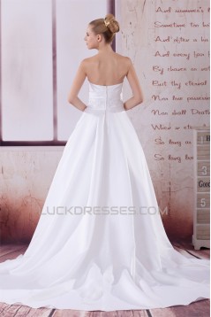 A-Line Strapless Satin Sleeveless New Arrival Wedding Dresses 2030503