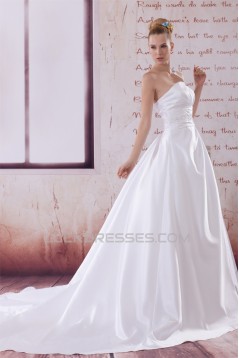 A-Line Strapless Satin Sleeveless New Arrival Wedding Dresses 2030503