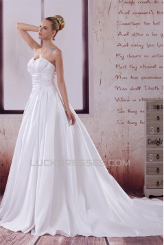 A-Line Strapless Satin Sleeveless New Arrival Wedding Dresses 2030503