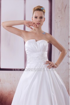 A-Line Strapless Satin Sleeveless New Arrival Wedding Dresses 2030503