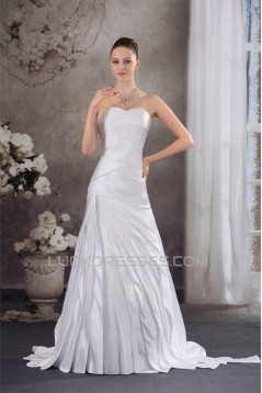 Sleeveless Satin A-Line Sweetheart Best Wedding Dresses 2030505