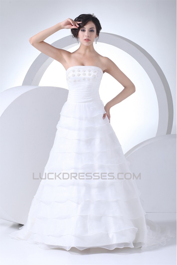 Sleeveless Square Satin Lace Organza Wedding Dresses 2030506