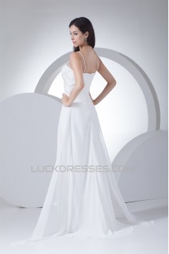 V-Neck A-Line Sleeveless Chiffon Silk like Satin Most Beautiful Wedding Dresses 2030509