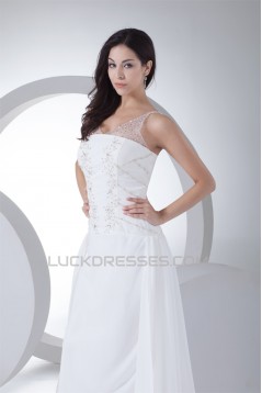 V-Neck A-Line Sleeveless Chiffon Silk like Satin Most Beautiful Wedding Dresses 2030509