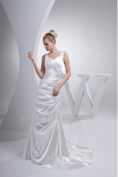 V-Neck Sheath/Column Taffeta Illusion Sleeves New Arrival Wedding Dresses 2030512