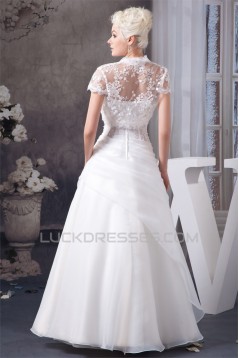 A-Line Halter Satin Lace Sleeveless Wedding Dresses with Jacket 2030532