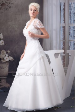 A-Line Halter Satin Lace Sleeveless Wedding Dresses with Jacket 2030532