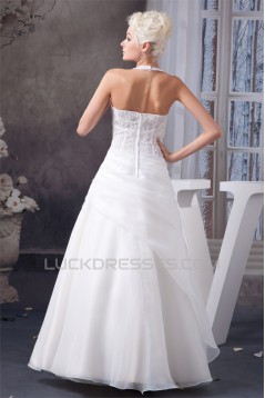 A-Line Halter Satin Lace Sleeveless Wedding Dresses with Jacket 2030532