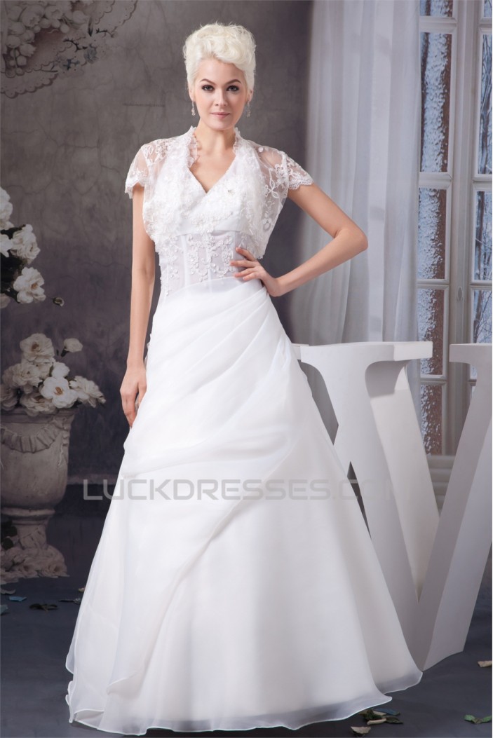 A-Line Halter Satin Lace Sleeveless Wedding Dresses with Jacket 2030532