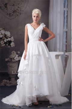 A-Line Satin Taffeta Sleeveless V-Neck Wedding Dresses 2030537