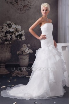 A-Line Sleeveless Strapless Beaded Wedding Dresses 2030551