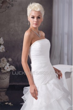 A-Line Sleeveless Strapless Beaded Wedding Dresses 2030551