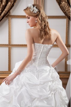 A-Line Sleeveless Strapless Satin Organza Sweet Wedding Dresses 2030552