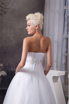 A-Line Sweetheart Satin Organza Sleeveless Beaded Floor Length Wedding Dresses 2030561