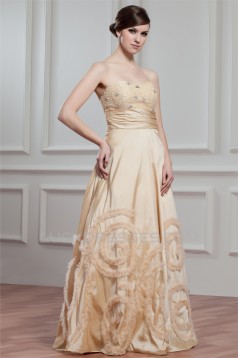 A-Line Sweetheart Sleeveless Satin Beaded Wedding Dresses 2030564