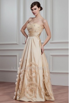 A-Line Sweetheart Sleeveless Satin Beaded Wedding Dresses 2030564