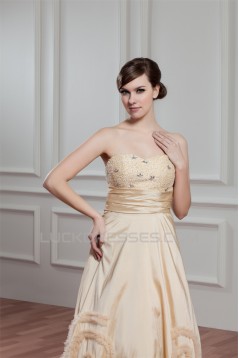 A-Line Sweetheart Sleeveless Satin Beaded Wedding Dresses 2030564