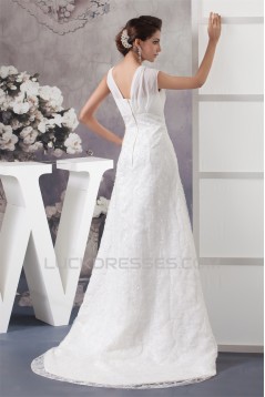 A-Line V-Neck Chiffon Silk like Satin Sleeveless New Arrival Wedding Dresses 2030567